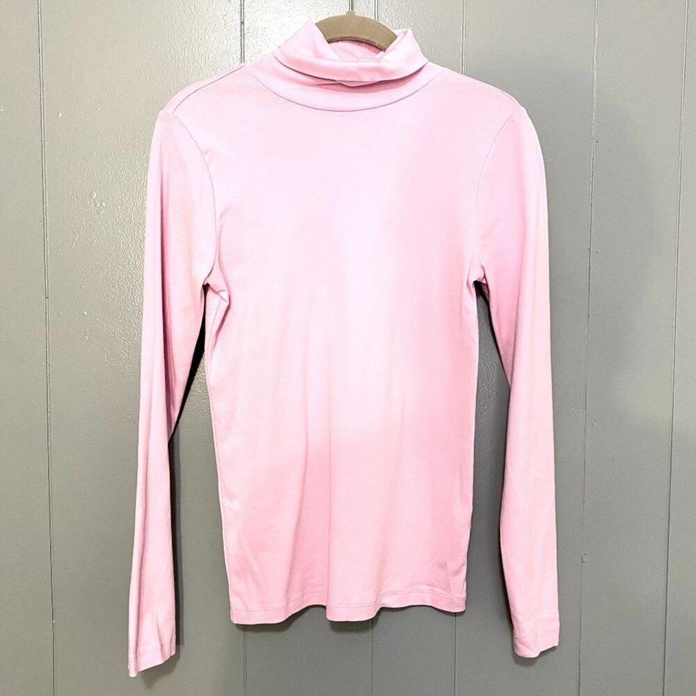 J. Crew Crisp Blossom Pink Cotton Basic Classic Preppy Perfect-fit Turtleneck M